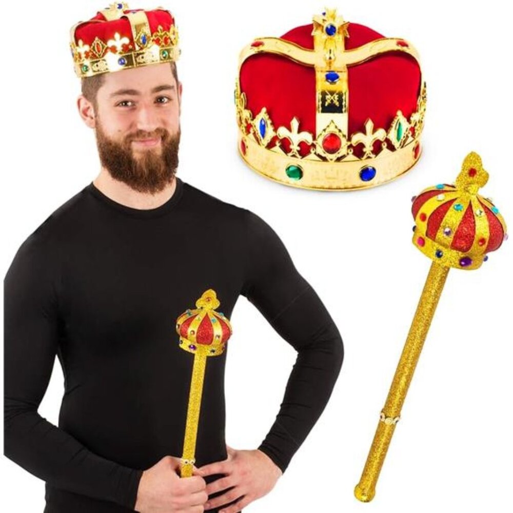Funny Party Hats Kings Crown - Royal King's Crown and Scepter - Costume Hats